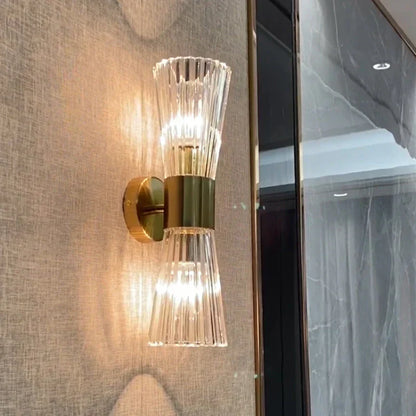DecorBites™ Gold Stainless Steel Glass Sconces for Bedroom, Dining, Aisle Wall Lights