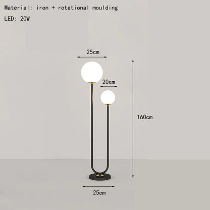 DecorBites™ Black White Metal Floor Lamp 3 Dimming White Glass - Elegant Standing Light for Home