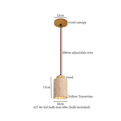 DecorBites™ Columnar Stone LED Pendant Lamp - Yellow Travertine - Nordic Minimalism