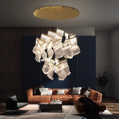 DecorBites™ Crystal Chandelier Stair Pendant Living Room Lighting Modern Interior Pendant Lights