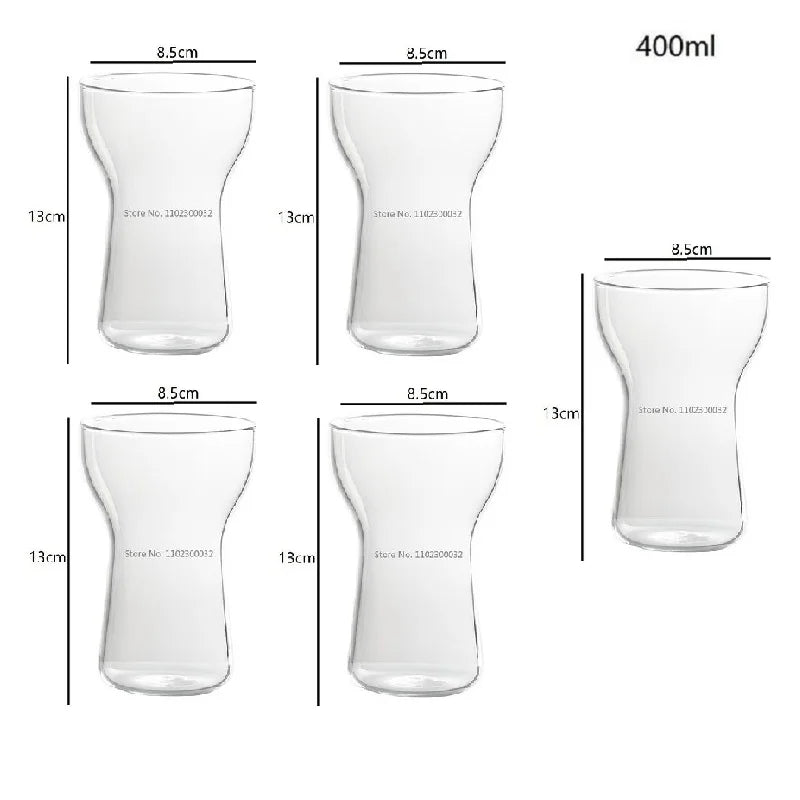 DecorBites™ Glass Drink Cup Set for Home Cafe Bar Heat Insulation Juice Tea Transparent