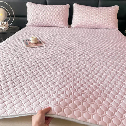 DecorBites™ 4mm Latex Filled Bed Mat & Pillowcase Set - Cooling Ice Silk Sleep Mats