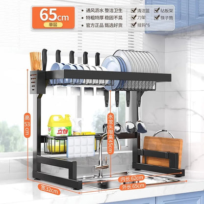 DecorBites™ 2-Layer Over Sink Dish Drying Rack & Utensil Holder Organizer
