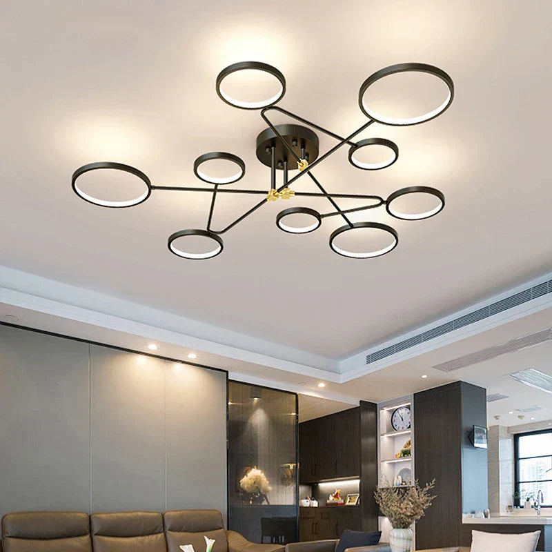 DecorBites™ Gold Black Metal LED Chandelier - Minimalist 3 Color Temp Parlor Restaurant Lighting