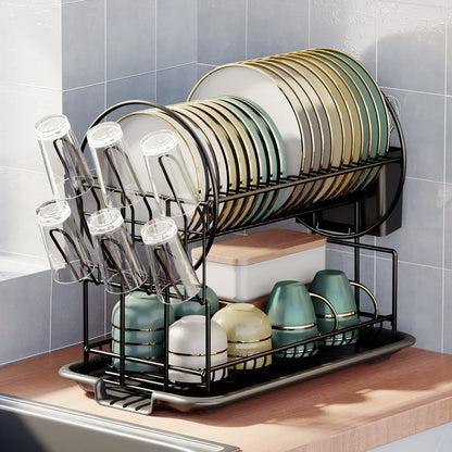 ™ Kitchen Organizer Rack with Drainboard for Dishes, Utensils, and Cups