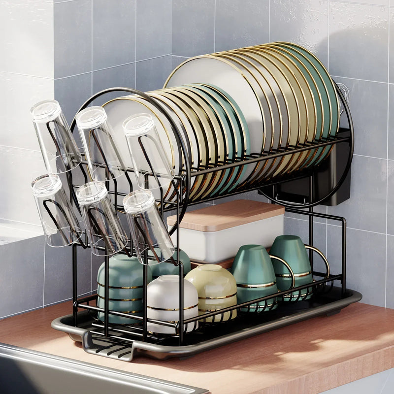™ Kitchen Organizer Rack with Drainboard for Dishes, Utensils, and Cups