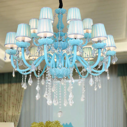 DecorBites™ Blue Crystal Pendent Lamp/Candle Chandelier for Living Room, Bedroom, Restaurant, KTV