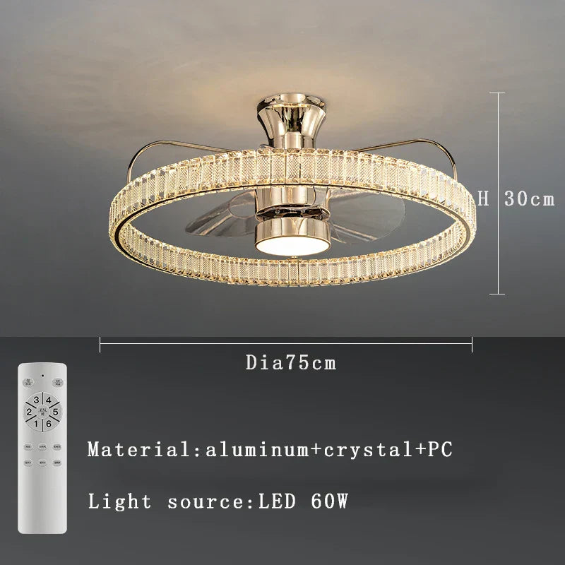 DecorBites™ Crystal Luxury Ceiling Fan Light with Invisible Blades & Remote Control