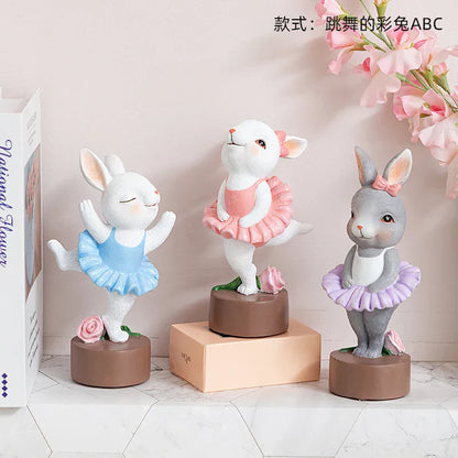 DecorBites™ Ballet Rabbit Dancer Sculpture - Cute Ballerina Statue for Modern Desk Decor