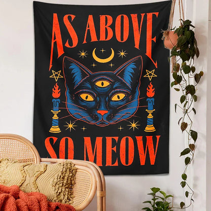 DecorBites™ Cat Tarot Tapestry Wall Hanging Moon Star Room Decoration
