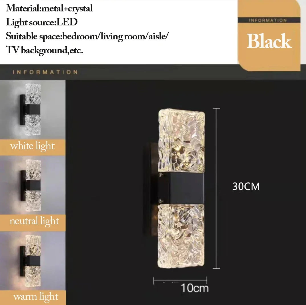 DecorBites™ Crystal Nordic LED Wall Lamps | Modern Corrugated Sconces for Home Decor