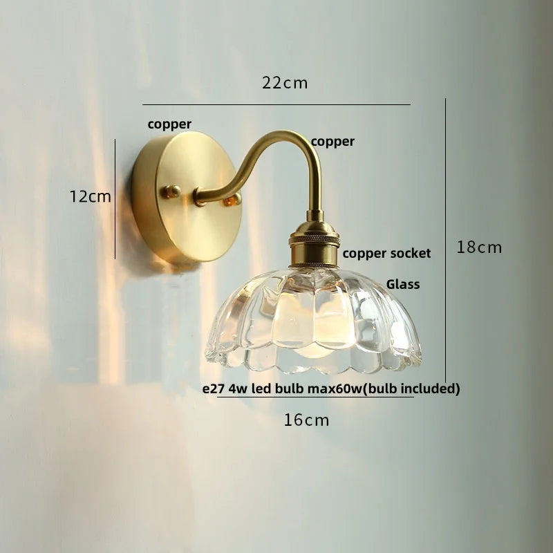 DecorBites™ Crystal LED Wall Sconce Pull Chain Switch Brass Mirror Light