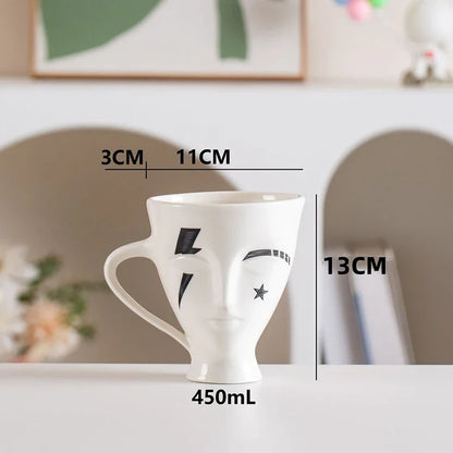 DecorBites™ Abstract Face Ceramic Coffee Mug Dining Table Teacup Juice Container