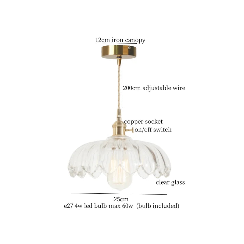 DecorBites™ Lotus Leaf Glass LED Pendant Light - Japanese Style Loft Bar Living Dining Bedroom