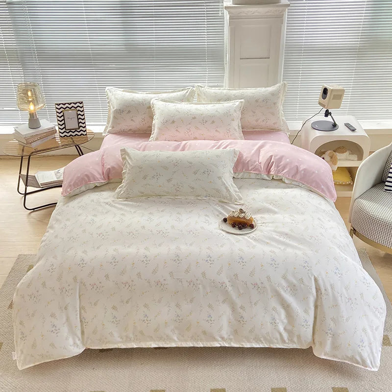 DecorBites™ Aloe Cotton Printed Bed Sets 4Pcs Soft Cozy Bedding Set for Adults