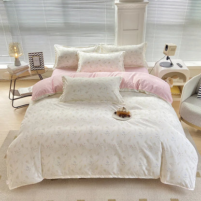 DecorBites™ Aloe Cotton Printed Bed Sets 4Pcs Soft Cozy Bedding Set for Adults