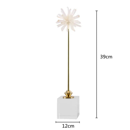 DecorBites™ Crystal Agate Handmade White Flower Home Decor Figurine