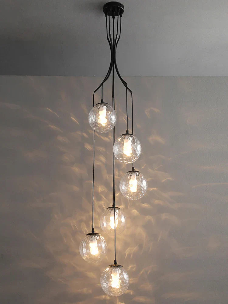 DecorBites™ Glass Ball LED Chandelier, Modern Minimalist Loft Villa Staircase Decor
