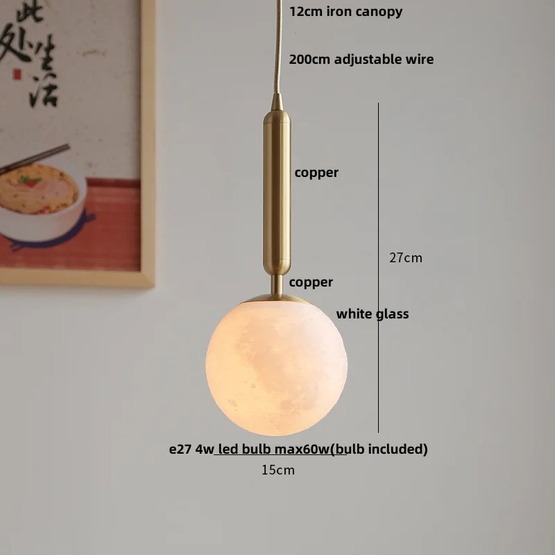 DecorBites™ Ceramic Walnut Pendant Light with LED, Adjustable Hanging Lamp