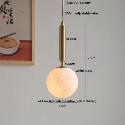 DecorBites™ Ceramic Walnut Pendant Light with LED, Adjustable Hanging Lamp