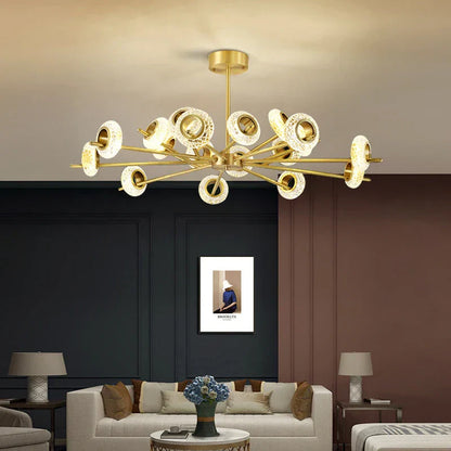 DecorBites™ Crystal Lustre LED Chandelier for Home Decor - Luxury Round Ceiling Lamp