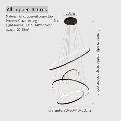 DecorBites™ Copper Circle Chandelier: Modern Minimalist Luxury for Living Room, Restaurant, Villa Staircase