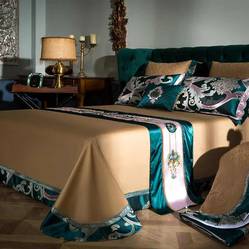 DecorBites™ 200S Embroidery Egyptian Cotton Bedding Set Queen King Linens