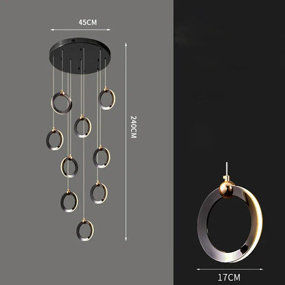 DecorBites™ Crystal Chandelier Stair Pendant, Modern Living Room Lighting, Interior Home Decoration