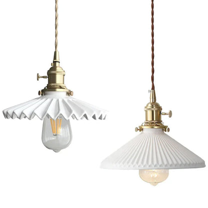 DecorBites™ Japanese Ceramic Brass Bedside Chandelier for Bedroom Bay Window Bar Lighting