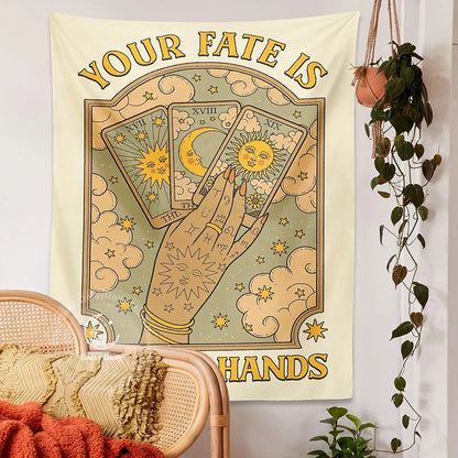DecorBites™ Cat Tarot Tapestry: Fate & Moon Sun Aesthetic Decor for Bedroom