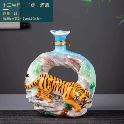 DecorBites™ Jingdezhen Ceramic Wine Bottle Sculpture Gift Chinese Zodiac 3kg