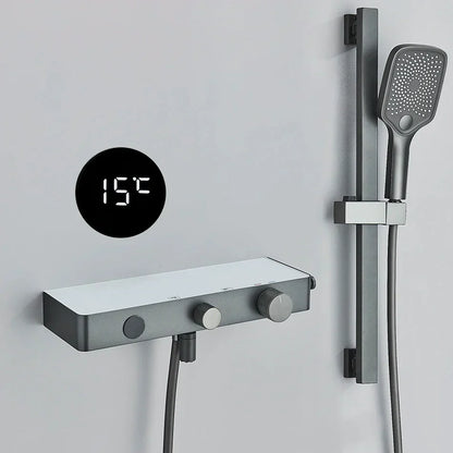 DecorBites™ Grey Digital Shower Faucet Set 2-Way Mixer System for Bathroom with Hand Sprayer
