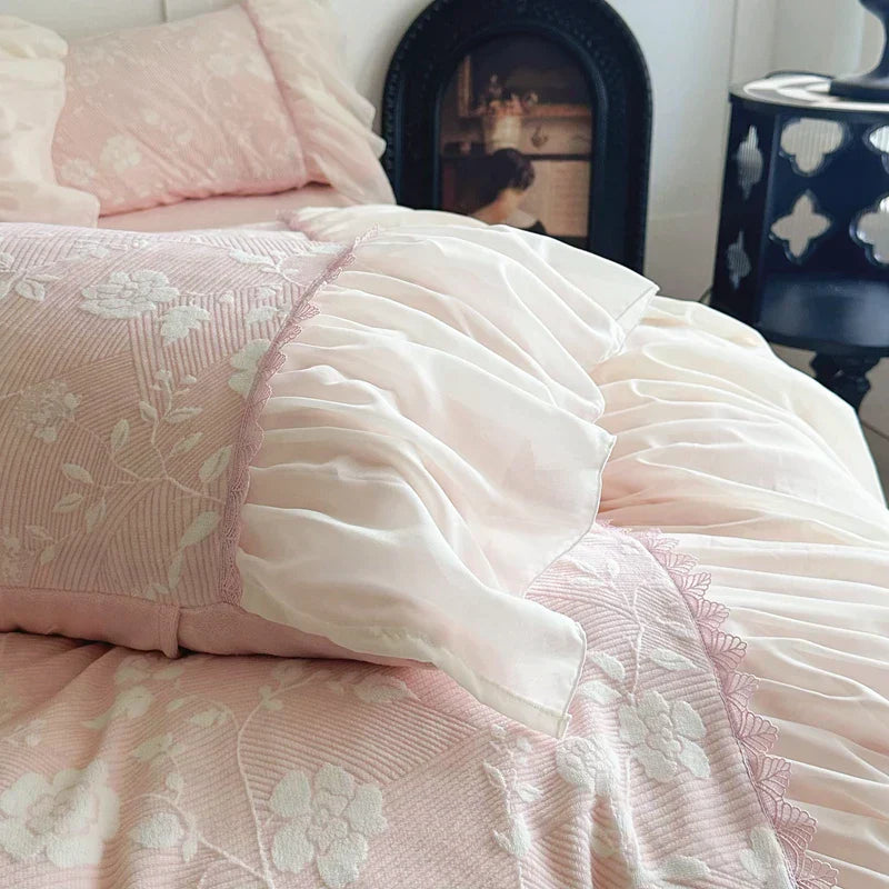™ Lace Ruffles Velvet Princess Bedding Set: Duvet, Sheet, Pillowcases