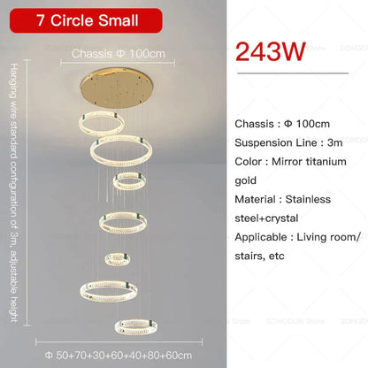 DecorBites™ Duplex Crystal Chandelier for Modern Living Room & Empty Stairwell Building