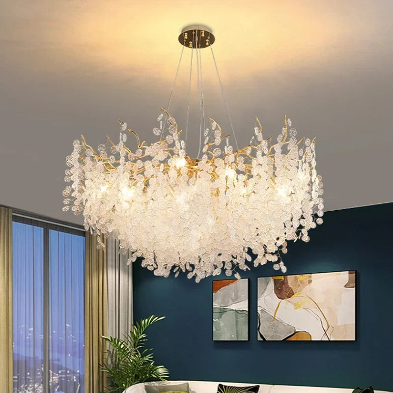 DecorBites™ Gold Chandelier Glass Pendant Lamp for Home Decor - Modern Luxury Lighting