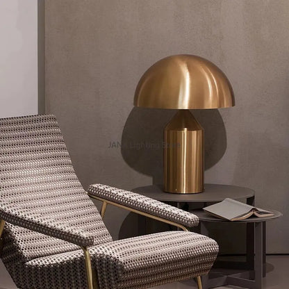 DecorBites™ Atollo Bedroom Table Lamp - Luxury Metal Mushroom Desk Light