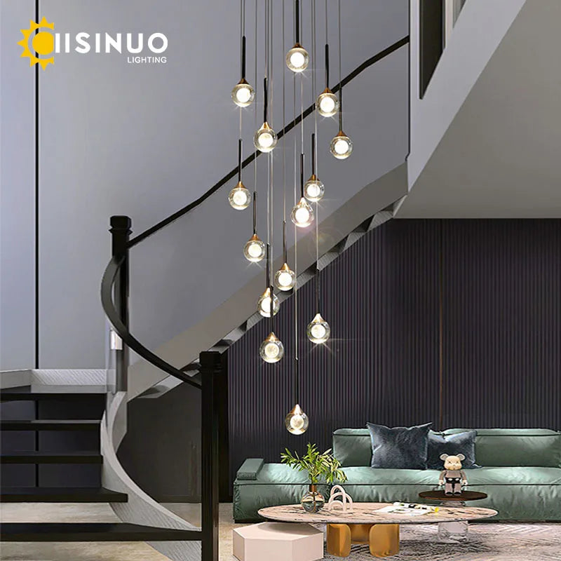 ™ Gold Crystal Raindrop Chandelier for Staircase Foyer