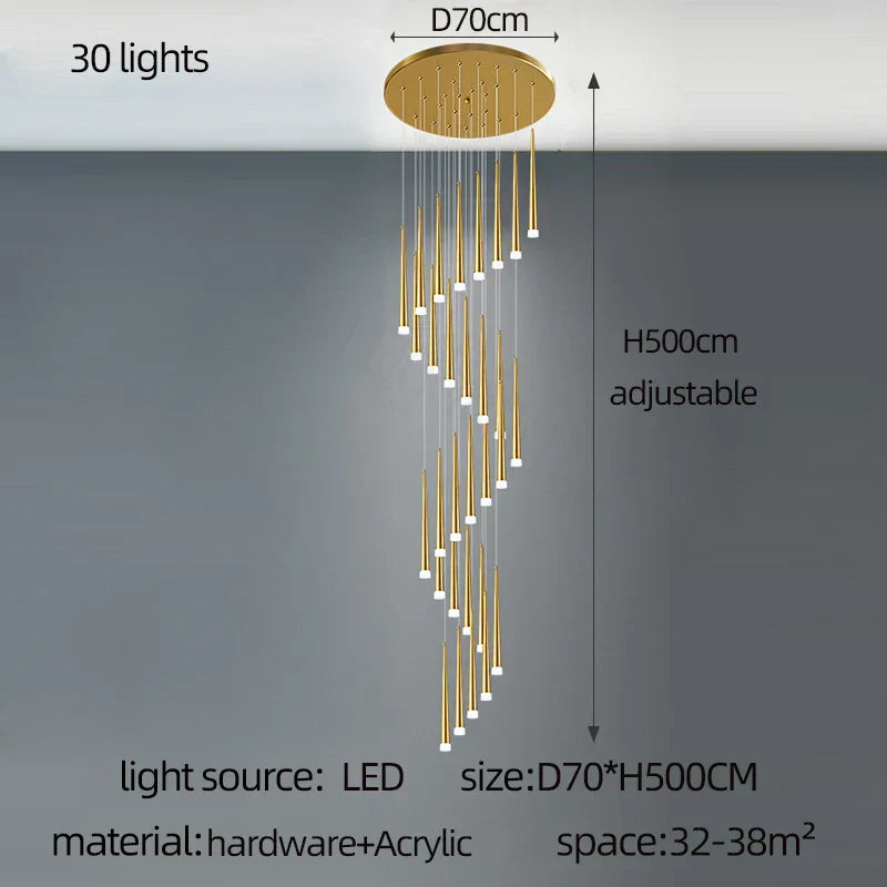 DecorBites™ Golden LED Tapered Chandelier for Modern Living Room & Kitchen Lighting