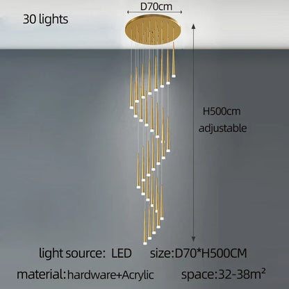 DecorBites™ Golden LED Tapered Chandelier for Modern Living Room & Kitchen Lighting