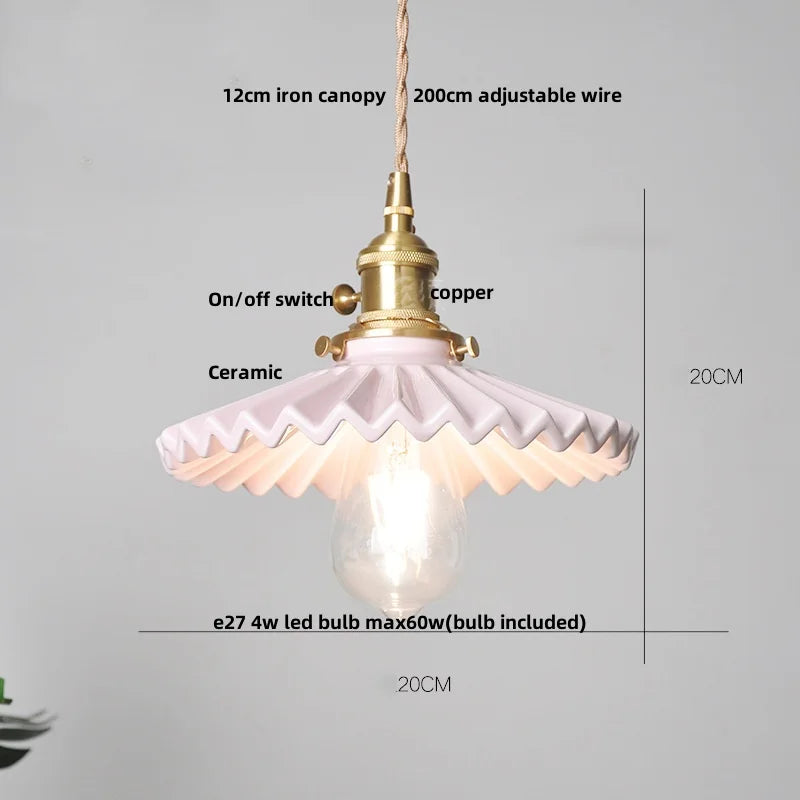 DecorBites™ Ceramic LED Pendant Lamp with Adjustable Copper Socket - Nordic Modern Home Decor
