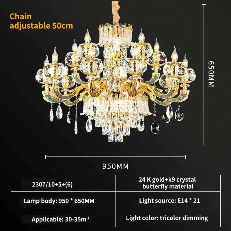 DecorBites™ Crystal Candle Chandelier for Luxury Living Room, Bedroom, and Dining Room