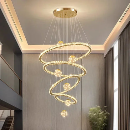 DecorBites™ Crystal LED Chandelier: Modern Living Room Pendant Lights, Glass Globe Hanging Lamp