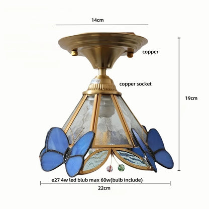 DecorBites™ Butterfly Glass Tiffany LED Ceiling Light - Nordic Modern Copper Lamp