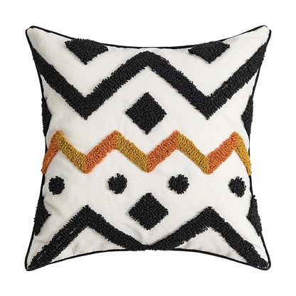 DecorBites™ Geometric Tufted Cotton Canvas Embroidered Pillow Covers for Home Decor