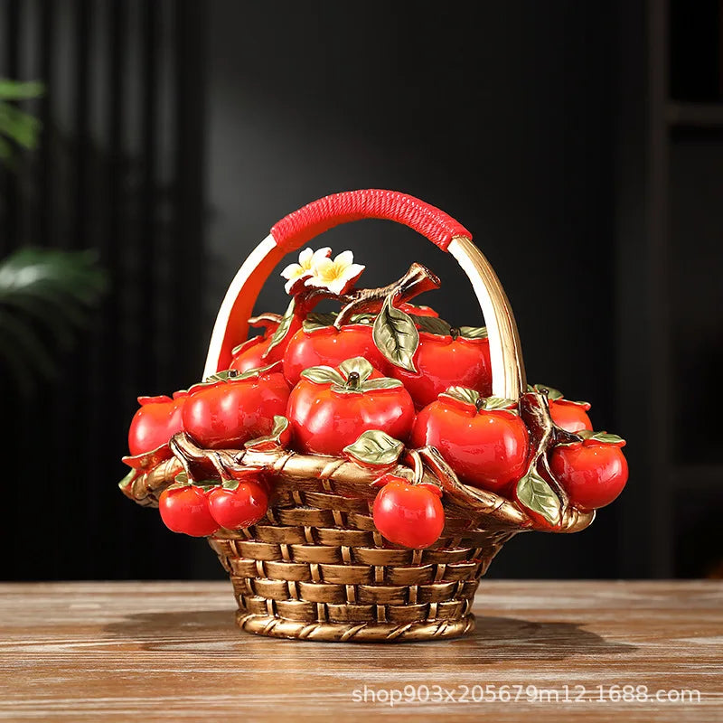 DecorBites™ Artificial Fruit Tree Apple Basket Ornaments Home Decor Figurines