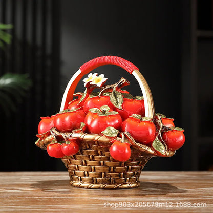 DecorBites™ Artificial Fruit Tree Apple Basket Ornaments Home Decor Figurines