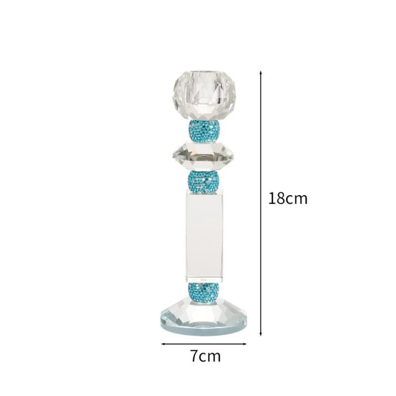 DecorBites™ Blue Diamond Crystal Glass Candle Holder Candelabrum
