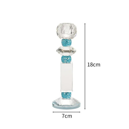 DecorBites™ Blue Diamond Crystal Glass Candle Holder Candelabrum
