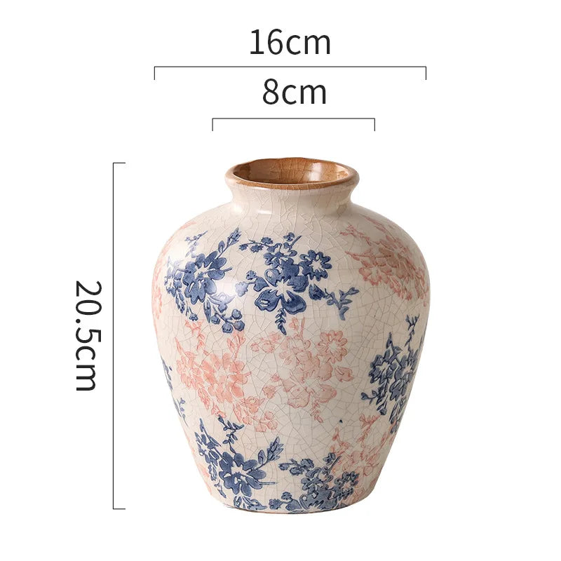 DecorBites™ Blue & White Ceramic Vase, Chinese-style Handcrafted Flower Vase - Home Decoration