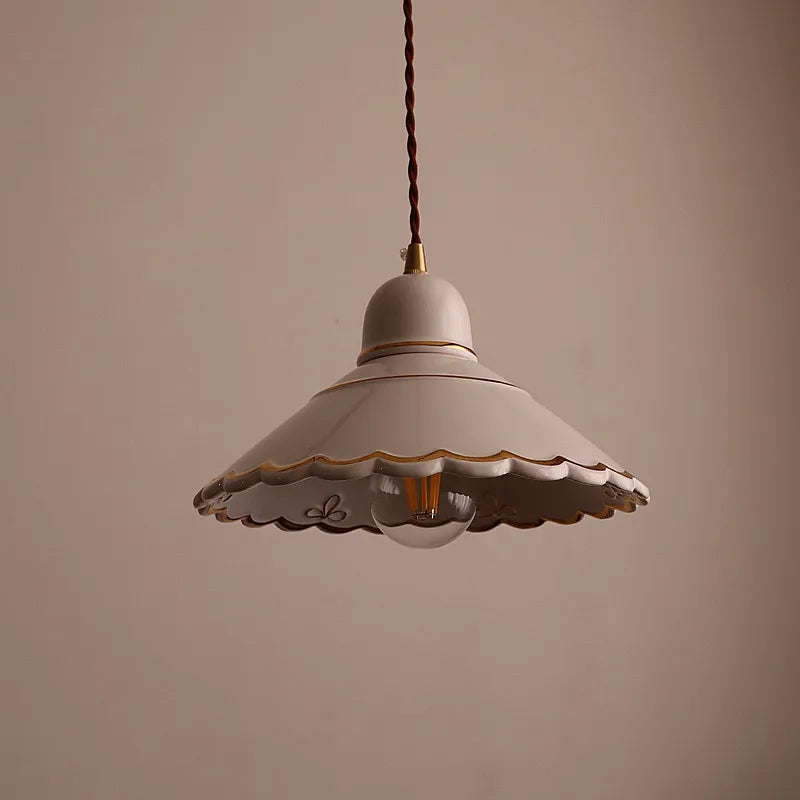 DecorBites™ LED Pendant Lamp Modern Style Home Lighting Living Room Study Bar White Flower Ceramic
